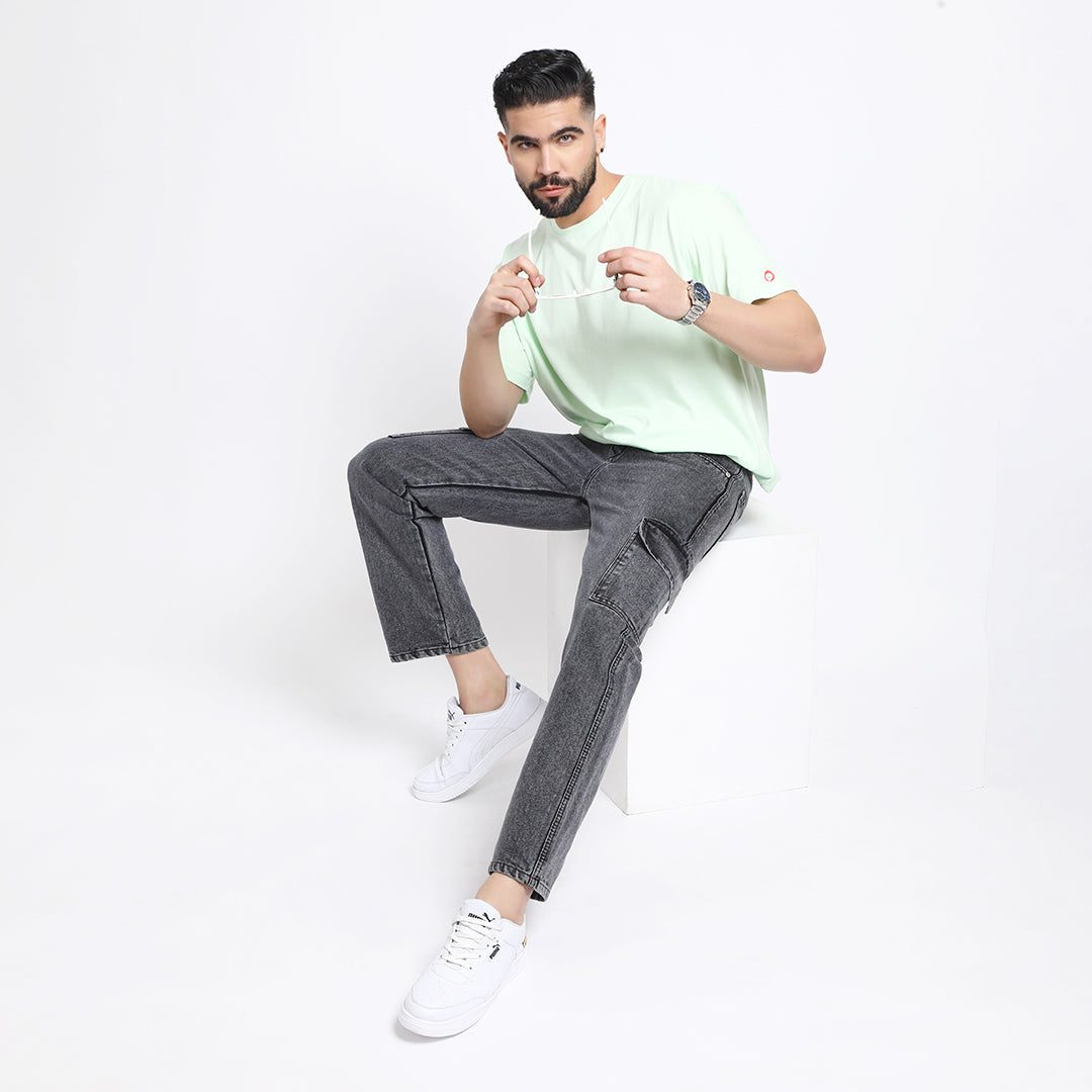 BLACK BAGGY CARGO FIT JEANS 4725-2